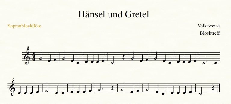 Hänsel Und Gretel Liedtext Pdf Hänsel und Gretel Noten - Blockflöten-Treff