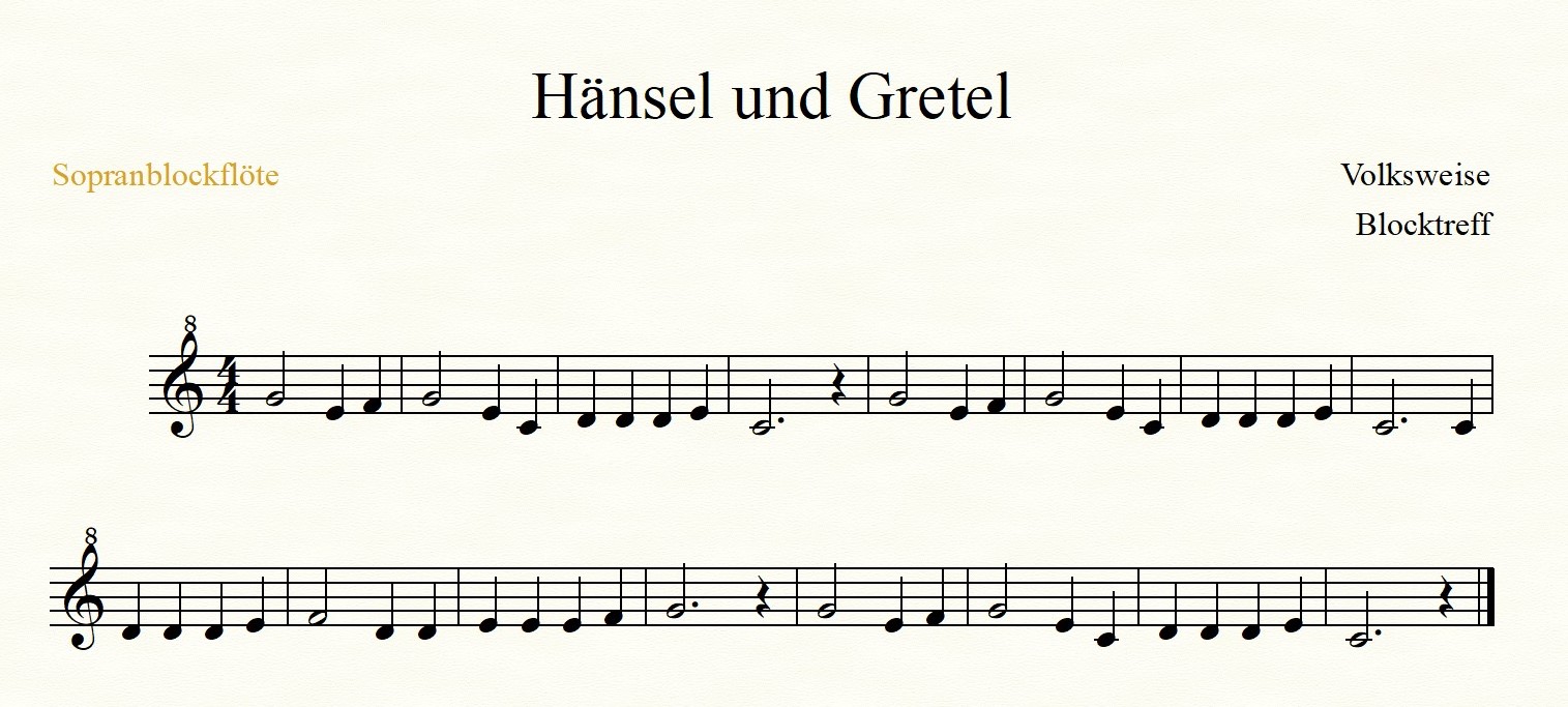 Hänsel Und Gretel Liedtext Original Hänsel und Gretel Noten - Blockflöten-Treff