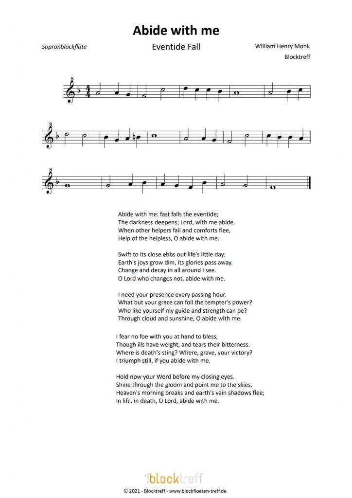 Abide with me Noten und Text