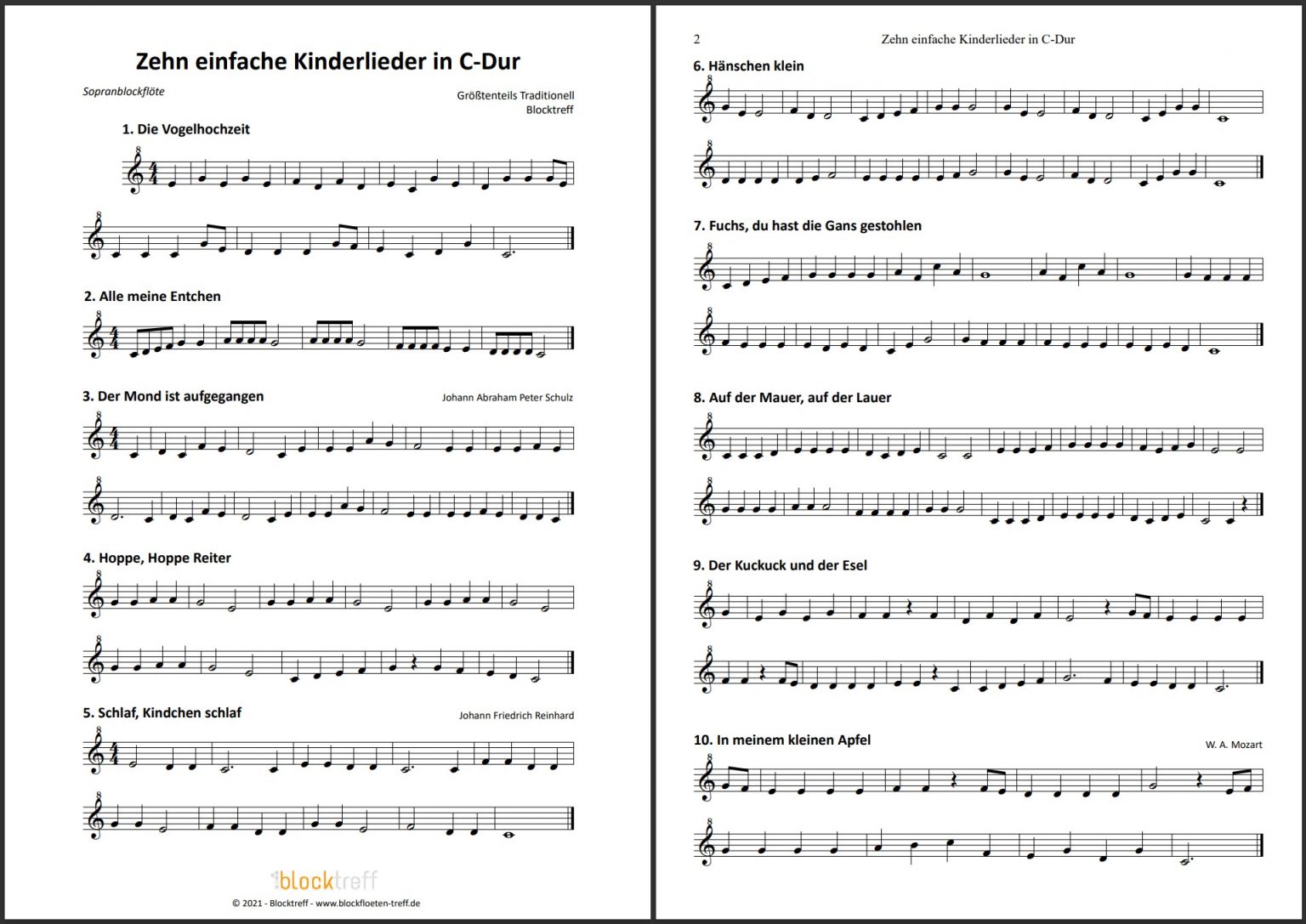 10 einfache Kinderlieder für Blockflöte BlockflötenTreff