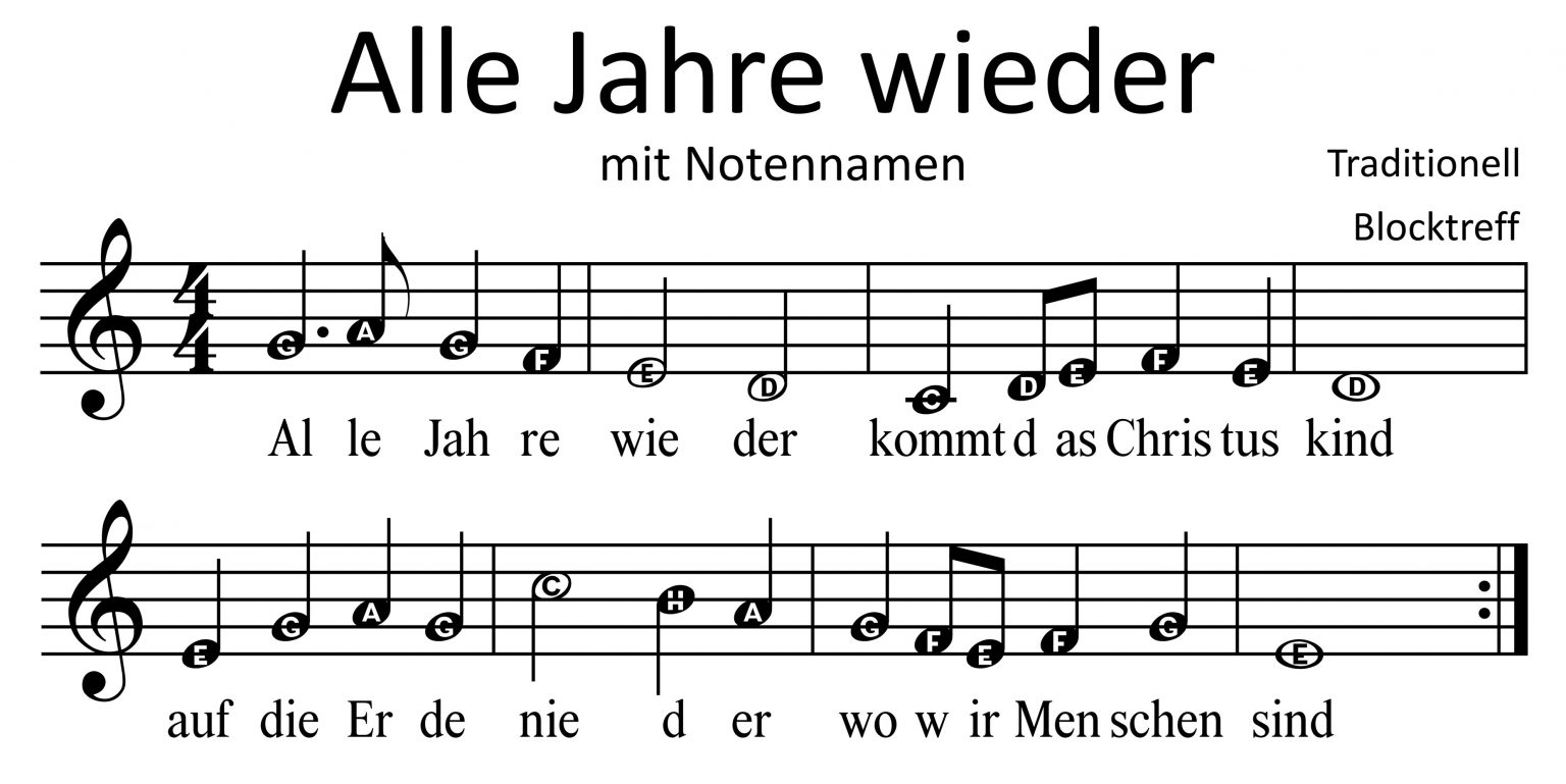 Alle Jahre wieder Noten - einfach - für 2 Blockflöten - Blockflöten-Treff